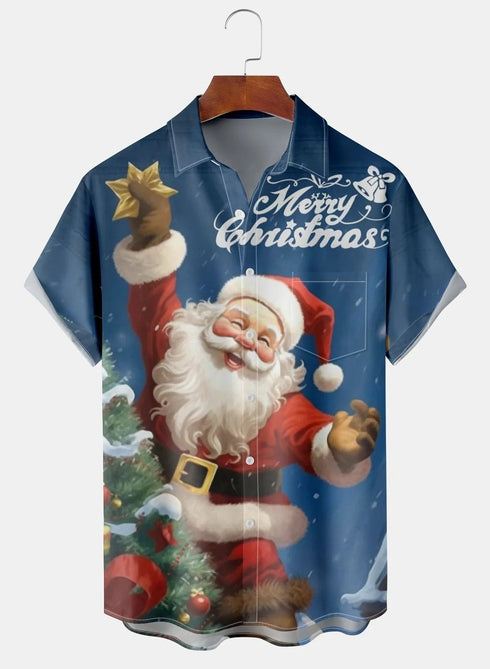 Men's Christmas Funny Graphic Short Sleeve Hawaiian Shirt
